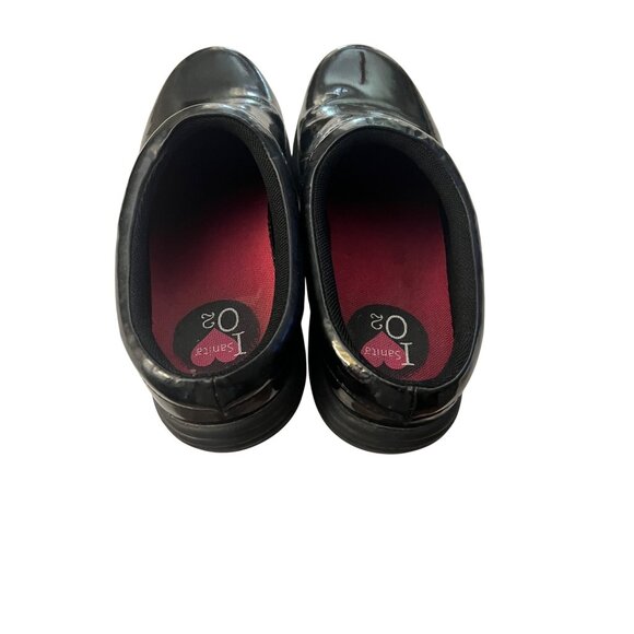 Sanita O2 Womens Black Patent Leather Slip-On Clogs With Red Soles - Picture 7 of 7